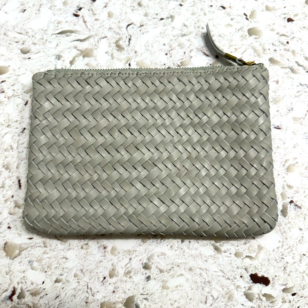 NWT Leather pouch clutch- woven edition